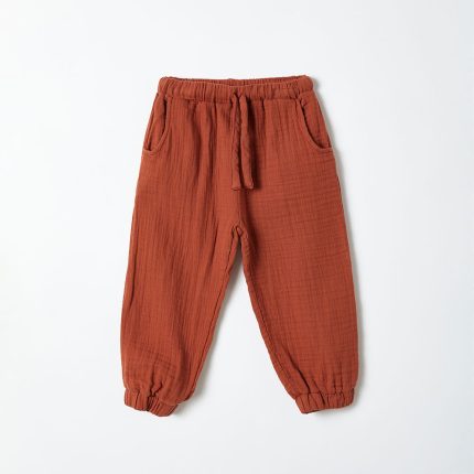 organicera muslin childrens pants rust