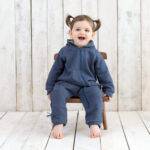organicera organic baby jumpsuit with zip ındigo
