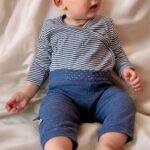 OrganicEra Organic Baby L/S Kimono Body, Indigo Striped - Image 4