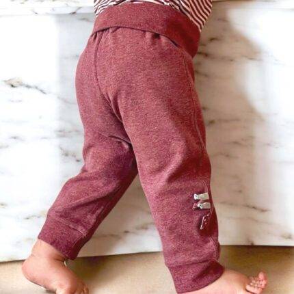 organicera organic baby pants with elastic band bordeaux