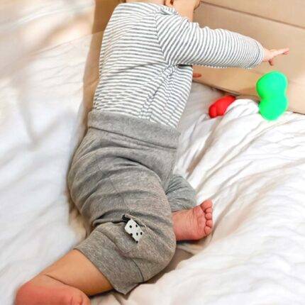 organicera organic baby pants with elastic band grey
