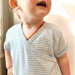 OrganicEra Organic Baby S/S Kimono Body, Aqua Striped