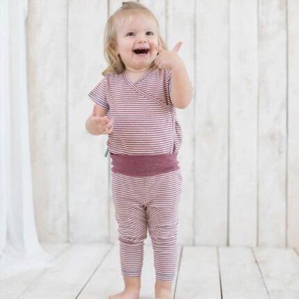 organicera organic baby short sleeve kimono body bordeaux striped