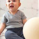 organicera organic baby short sleeve kimono body ındigo striped