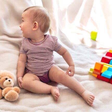 organicera organic baby short sleeve tshirt body bordeaux striped