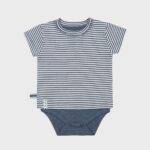 organicera organic baby short sleeve tshirt body ındıgo striped