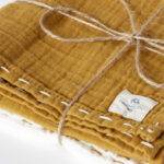 OrganicEra Organic Cotton Muslin Set of 2 pcs, Hand embroidered, Mustard - Image 2