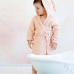 organicera organic muslin baby bathrobe 1-2 years salmon