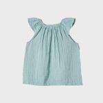 OrganicEra Organic Muslin Blouse with Frills, Aqua - Image 3