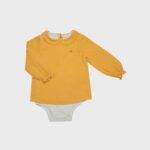 OrganicEra Organic Muslin Peter Pan Collar Bodysuit Blouse, Mustard - Image 3