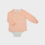 organicera organic muslin peter pan collar body suit blouse salmon