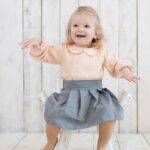 organicera organic muslin peter pan collar body suit blouse salmon