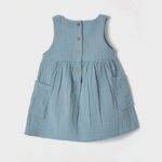 organicera organic muslin sleeveless dress with pocket aqua