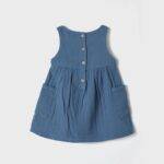organicera organic muslin sleeveless dress with pocket ındigo