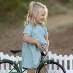 OrganicEra Organic Muslin Short Sleeve Dress with Glitter, Aqua - Image 2
