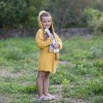 OrganicEra Organic Muslin Kid's Bathrobe, 5-6 Years, Mustard