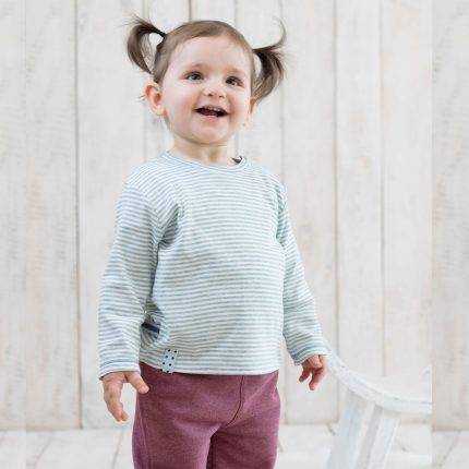 organicera organic baby long sleeve tshirt aqua striped