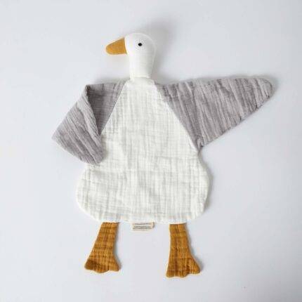 organicera organic muslin duck toy white grey