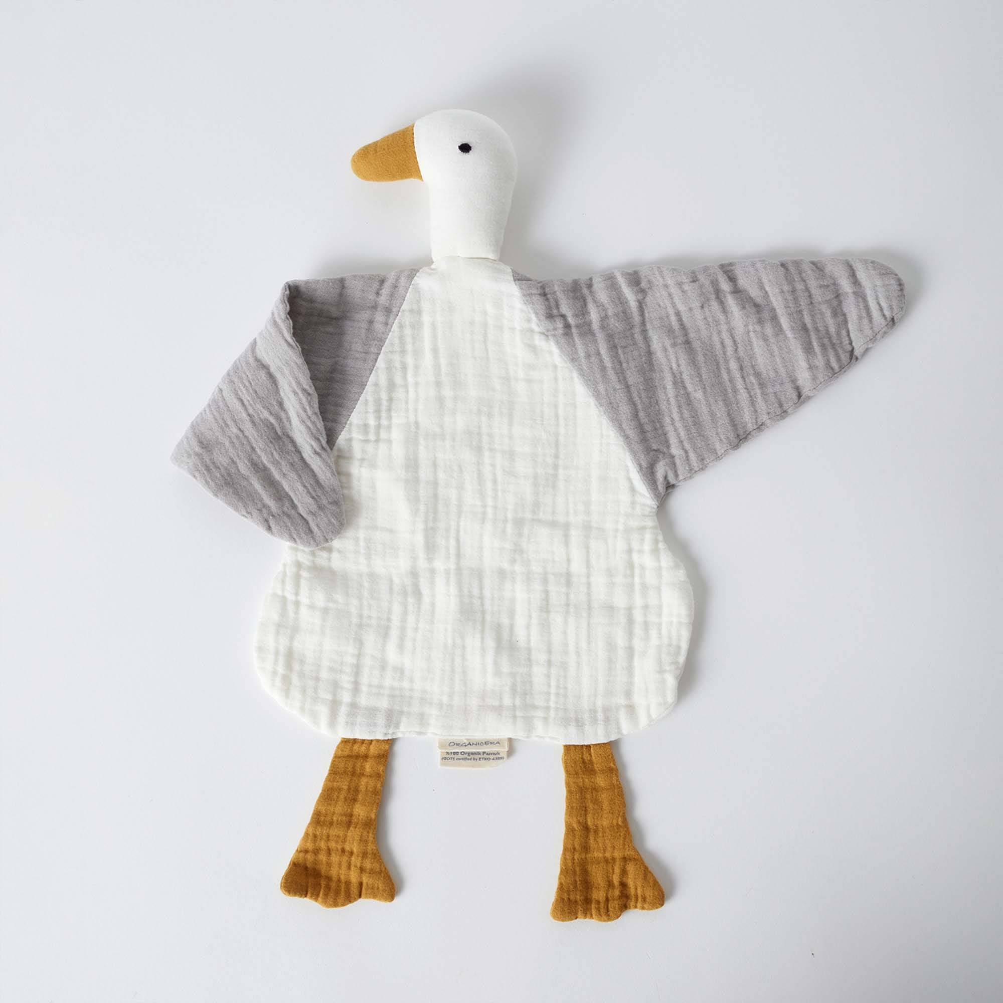 organicera organic muslin duck toy white grey