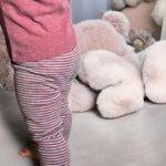 OrganicEra Organic Baby Leggings, Bordeaux - Grey Striped - Image 2
