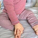 OrganicEra organic baby leggings bordeaux grey striped