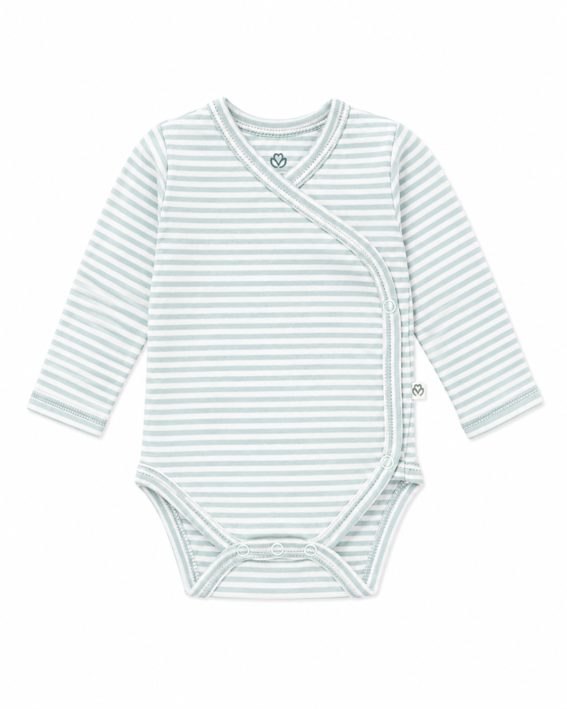 ChatGPT Image Sep 3, 2026, 11_27_22 AM OrganicEra Organic Long Sleeve Newborn Kimono Baby Body, Striped, Aqua Melange - Image 1