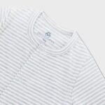 OrganicEra Organic Baby Footed Sleepsuit, Striped, Aqua Melange - Image 2