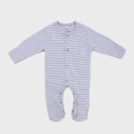 OrganicEra Organic Baby Footed Sleepsuit, Striped, Indigo Melange