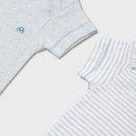 OrganicEra Organic Newborn Baby Short Sleeve Bodysuit, 2 pcs Set, Aqua Melange - Image 2