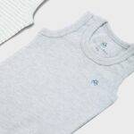 OrganicEra Organic Newborn Baby Sleeveless Bodysuit, 2 pcs Set, Aqua Melange - Image 2