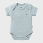 OrganicEra Organic Newborn Baby Short Sleeve Bodysuit, 2 pcs Set, Aqua Melange - Image 4