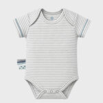 OrganicEra Organic Newborn Baby Short Sleeve Bodysuit, 2 pcs Set, Grey Melange - Image 2