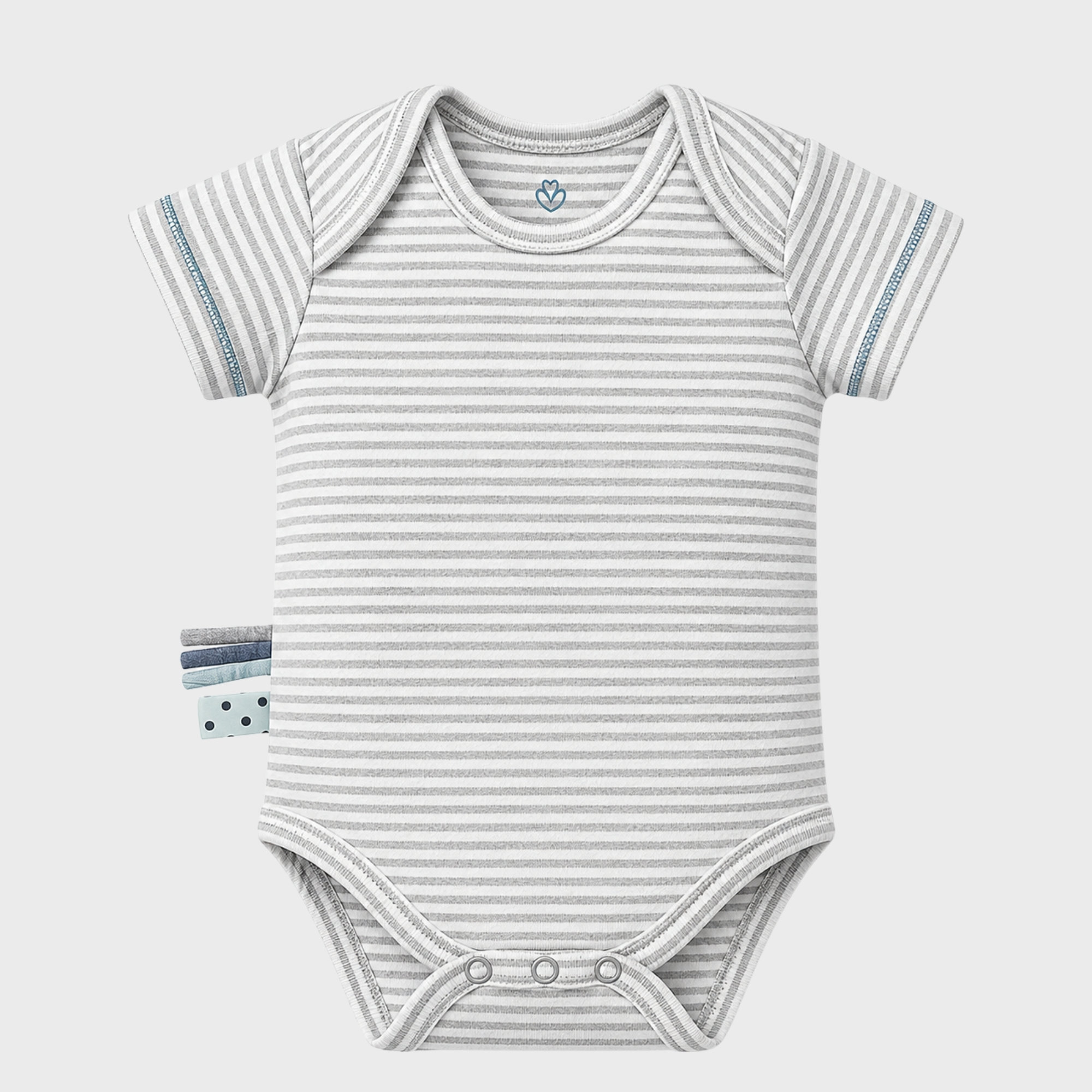 organicera_Short_Sleeve_bodysuit_grey_striped1_result OrganicEra Organic Newborn Baby Short Sleeve Bodysuit, 2 pcs Set, Grey Melange - Image 2