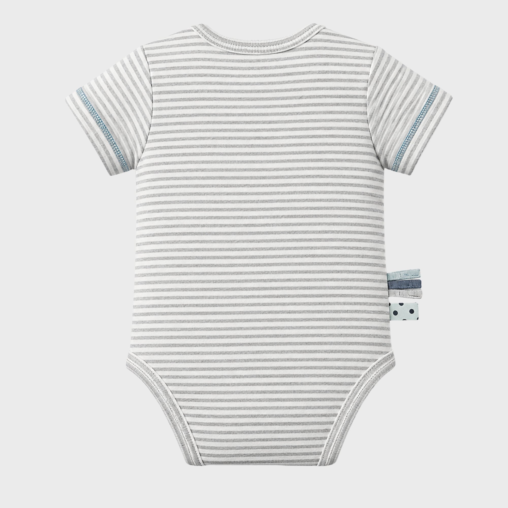 organicera_Short_Sleeve_bodysuit_grey_striped_back_result OrganicEra Organic Newborn Baby Short Sleeve Bodysuit, 2 pcs Set, Grey Melange - Image 3