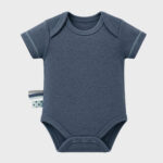 OrganicEra Organic Newborn Baby Short Sleeve Bodysuit, 2 pcs Set, Indigo Melange - Image 3