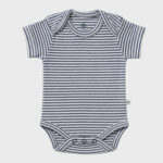 OrganicEra Organic Newborn Baby Short Sleeve Bodysuit, 2 pcs Set, Indigo Melange - Image 2