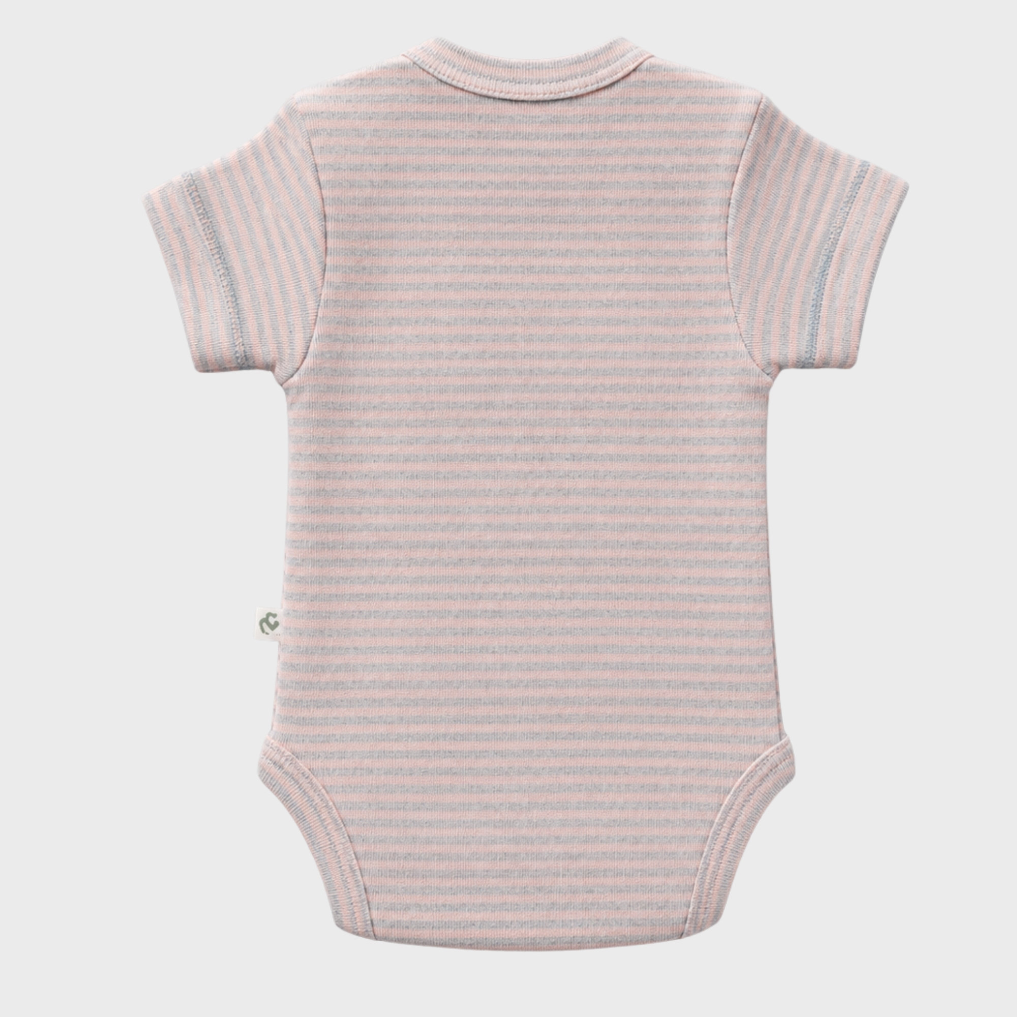 organicera_Short_Sleeve_bodysuit_rose_striped_back_result OrganicEra Organic Newborn Baby Short Sleeve Bodysuit, 2 pcs Set, Rose Melange - Image 3