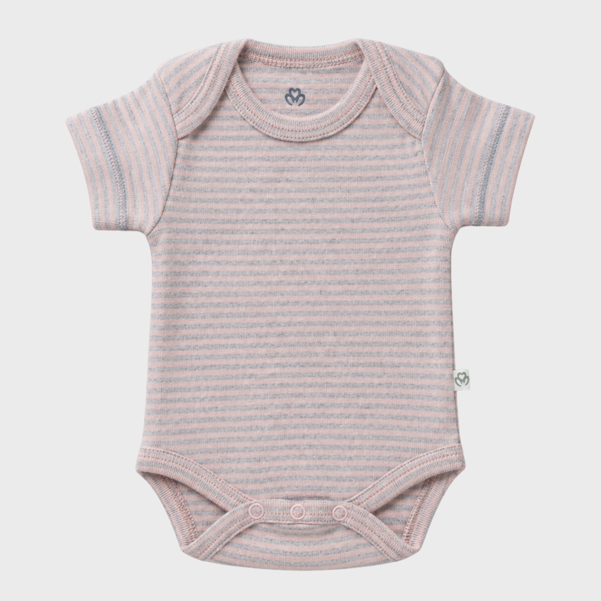 organicera_Short_Sleeve_bodysuit_rose_striped_result OrganicEra Organic Newborn Baby Short Sleeve Bodysuit, 2 pcs Set, Rose Melange - Image 2