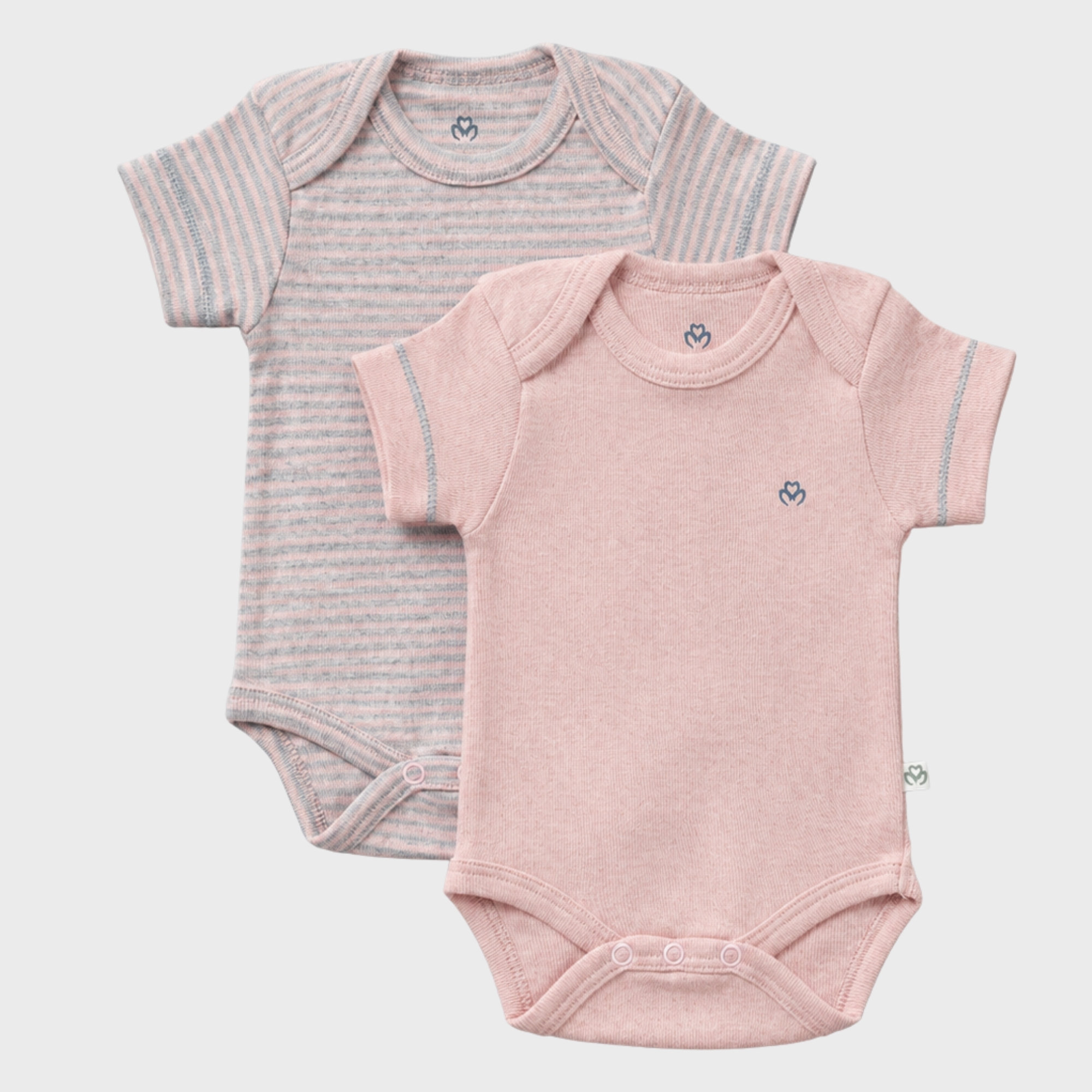organicera_Short_Sleeve_bodysuit_set_rose_result OrganicEra Organic Newborn Baby Short Sleeve Bodysuit, 2 pcs Set, Rose Melange - Image 1