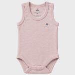 OrganicEra Organic Newborn Baby Sleeveless Bodysuit, 2 pcs Set, Rose Melange - Image 3