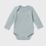 OrganicEra Organic Newborn Baby Long Sleeve Bodysuit, 2 pcs Set, Aqua Melange - Image 2