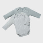 OrganicEra Organic Newborn Baby Long Sleeve Bodysuit, 2 pcs Set, Aqua Melange