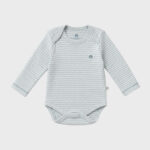 OrganicEra Organic Newborn Baby Long Sleeve Bodysuit, 2 pcs Set, Aqua Melange - Image 3