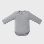 OrganicEra Organic Newborn Baby Long Sleeve Bodysuit, 2 pcs Set, Grey Melange - Image 3