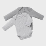 OrganicEra Organic Newborn Baby Long Sleeve Bodysuit, 2 pcs Set, Grey Melange