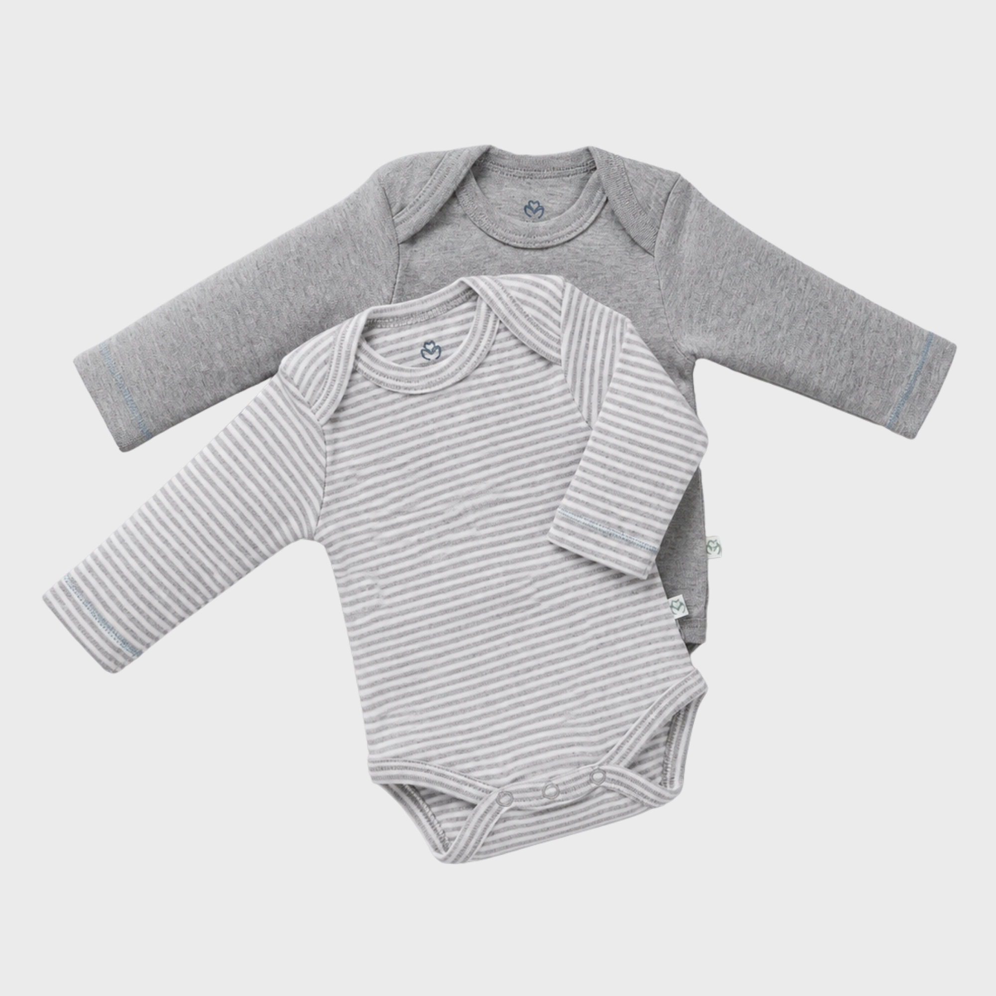 organicera_long_sleeve_bodysuit_grey_set_result OrganicEra Organic Newborn Baby Long Sleeve Bodysuit, 2 pcs Set, Grey Melange - Image 1