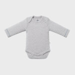 OrganicEra Organic Newborn Baby Long Sleeve Bodysuit, 2 pcs Set, Grey Melange - Image 2