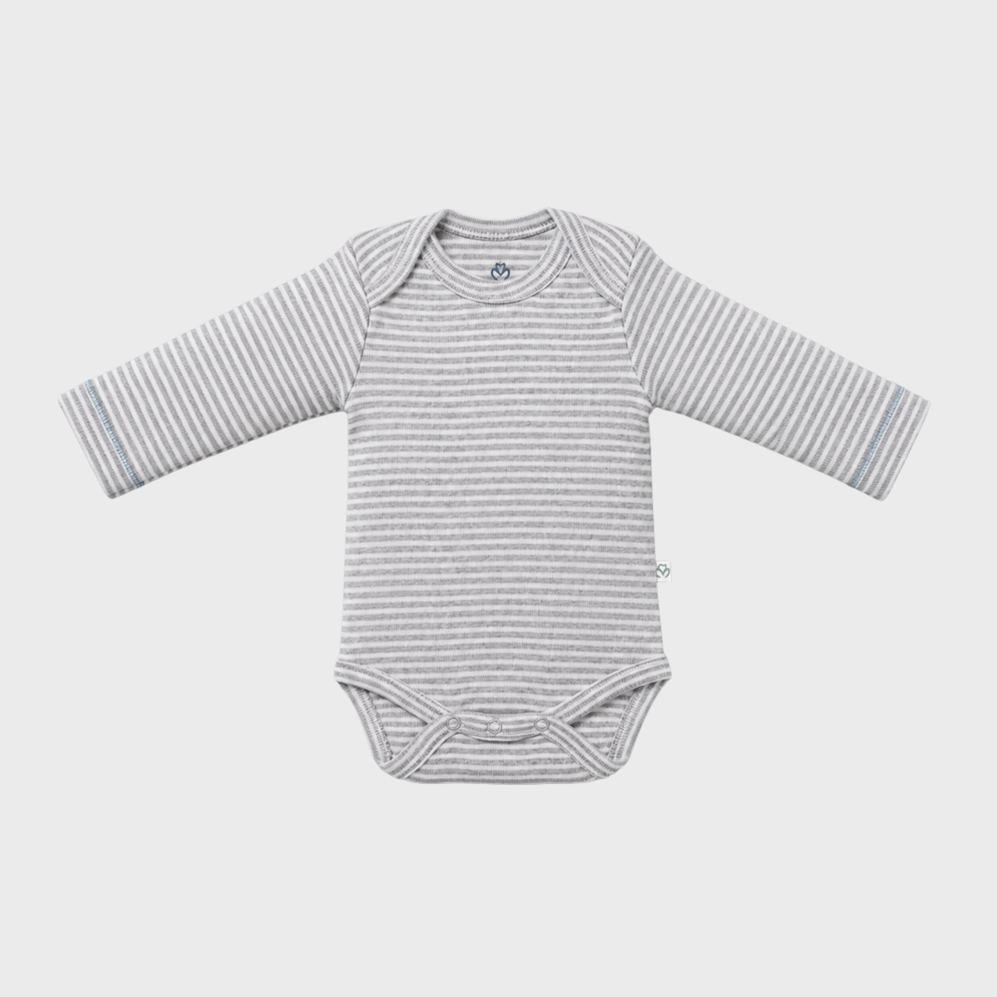 organicera_long_sleeve_bodysuit_grey_striped_result OrganicEra Organic Newborn Baby Long Sleeve Bodysuit, 2 pcs Set, Grey Melange - Image 2