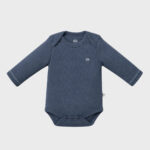 OrganicEra Organic Newborn Baby Long Sleeve Bodysuit, 2 pcs Set, Indigo Melange - Image 3