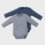 OrganicEra Organic Newborn Baby Long Sleeve Bodysuit, 2 pcs Set, Indigo Melange
